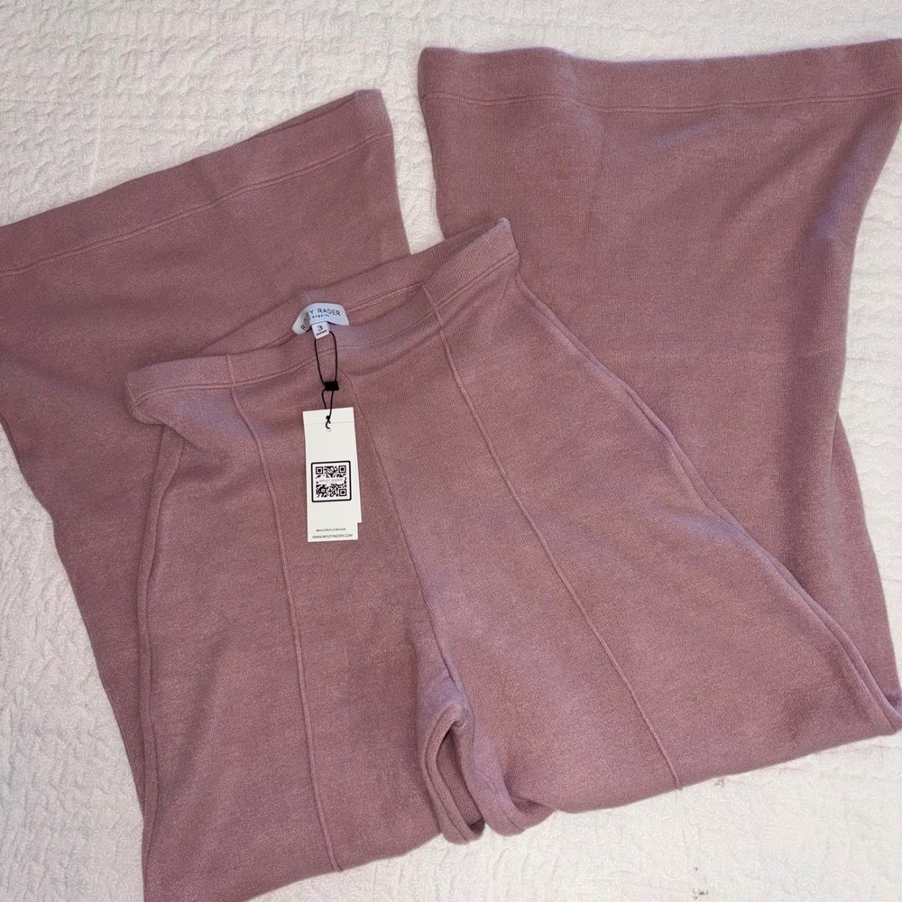 Ripley Rader Wide Leg Knit Pintuck Pants Dusty Rose Size 3 Medium NWT